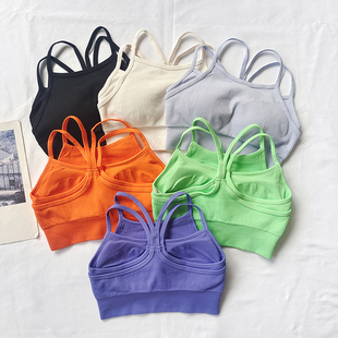假两件美背运动文胸高强度防震一体式 内衣女双肩带跑步健身背心