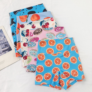 速干 高弹训练运动短裤 水果印花蜜桃臀健身短裤 女多巴胺亮色瑜伽裤