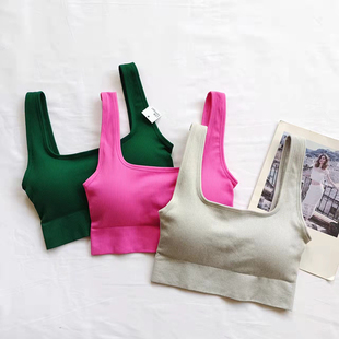 品质外贸款 U型固定双肩带瑜伽运动透气健身聚拢女子跑步防震内衣