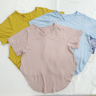 T恤女速干透气瑜伽健身罩衫 短袖 上衣 运动休闲宽松版 裸感超软薄款