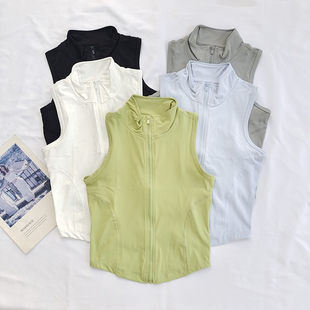 无袖 跑步训练健身背心外穿 坎肩紧身显瘦瑜伽服运动马甲女弹力时尚