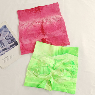 欧美扎染瑜伽三分短裤高腰提臀健身裤速干收腹紧身训练运动短裤女