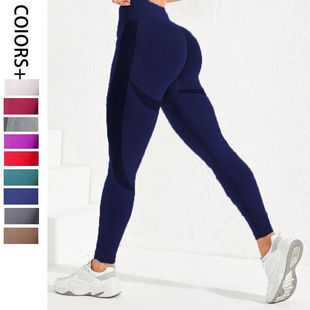 紧身跨境 女透气瑜伽瘦腿蜜桃臀九分裤 运动健身裤 高腰收腹提臀裤