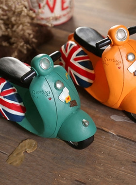 数字英伦风儿童房摩托车存钱罐