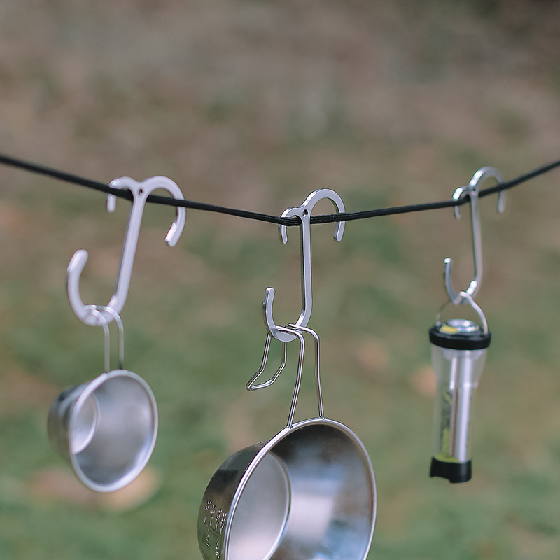 户外不锈钢挂钩羊角S钩不易滑动多用途轻便S型挂钩露营配件小工具