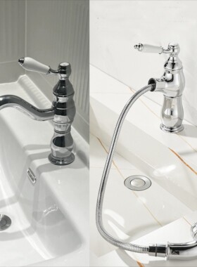 包邮冷热水龙头复古铜7陶瓷冷热通用旋转欧美法式卫浴洁具