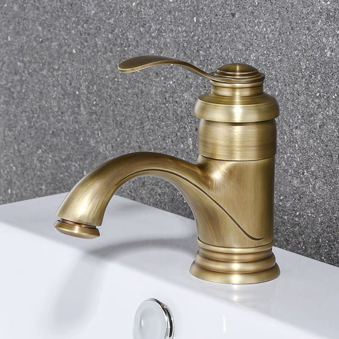 a茶壶欧式铜仿古33卫生间洗漱台水龙头洗脸池台上盆冷热洗