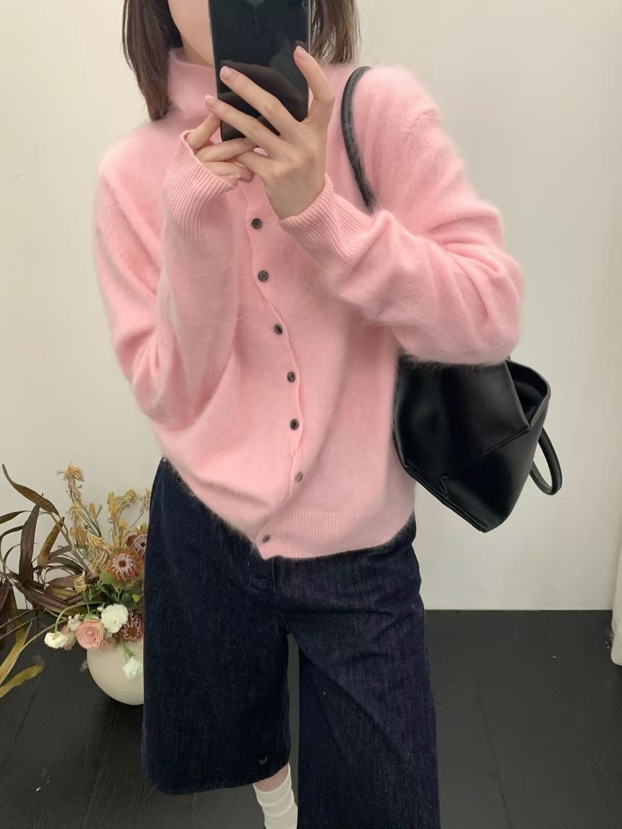 99308丝绒拉毛韩系温柔软糯毛绒针织开衫2025秋冬氛围感毛衣外套