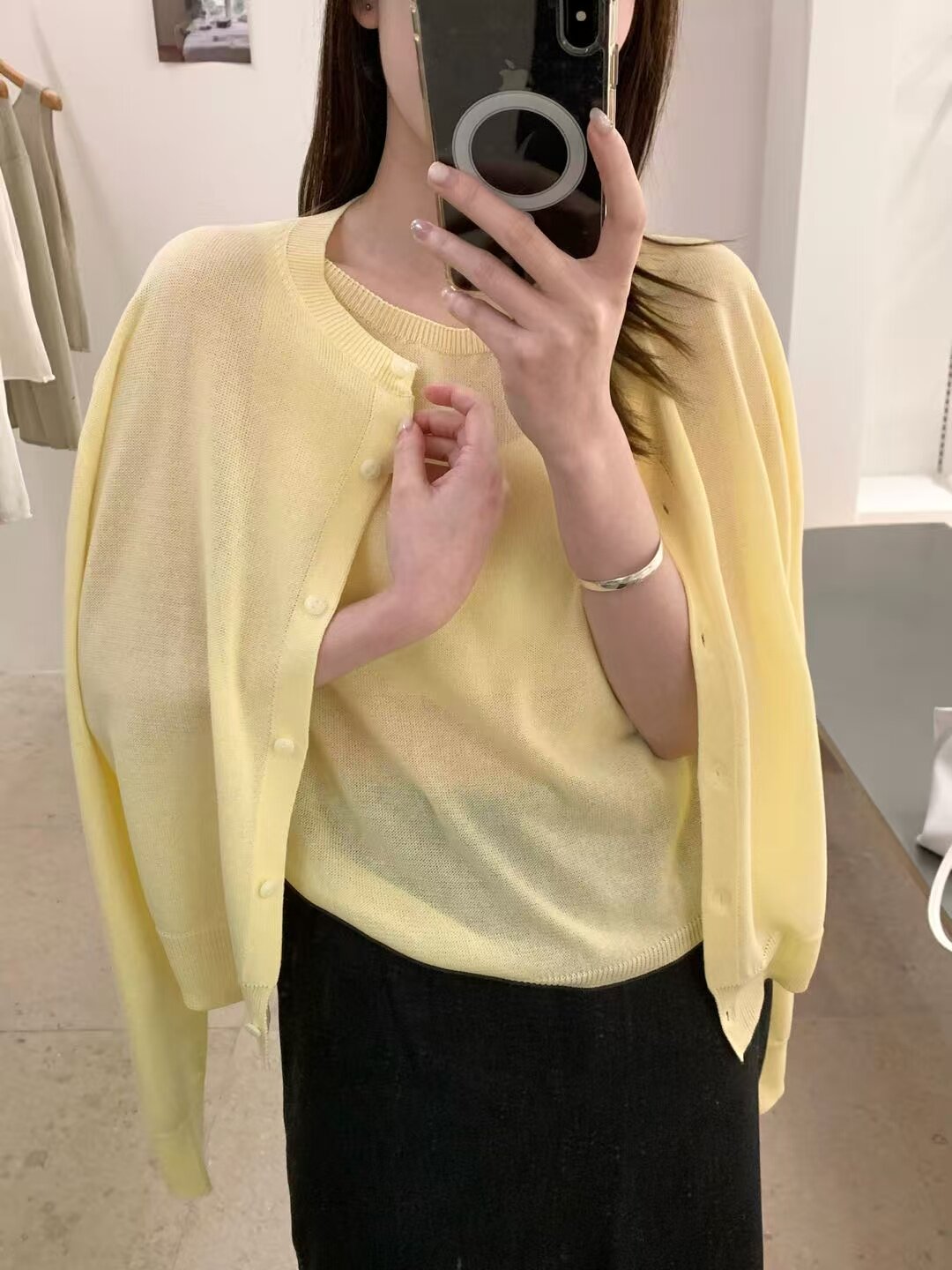 9821亚麻2026春新款韩系圆领长袖针织开衫女百搭毛衣两件套上衣