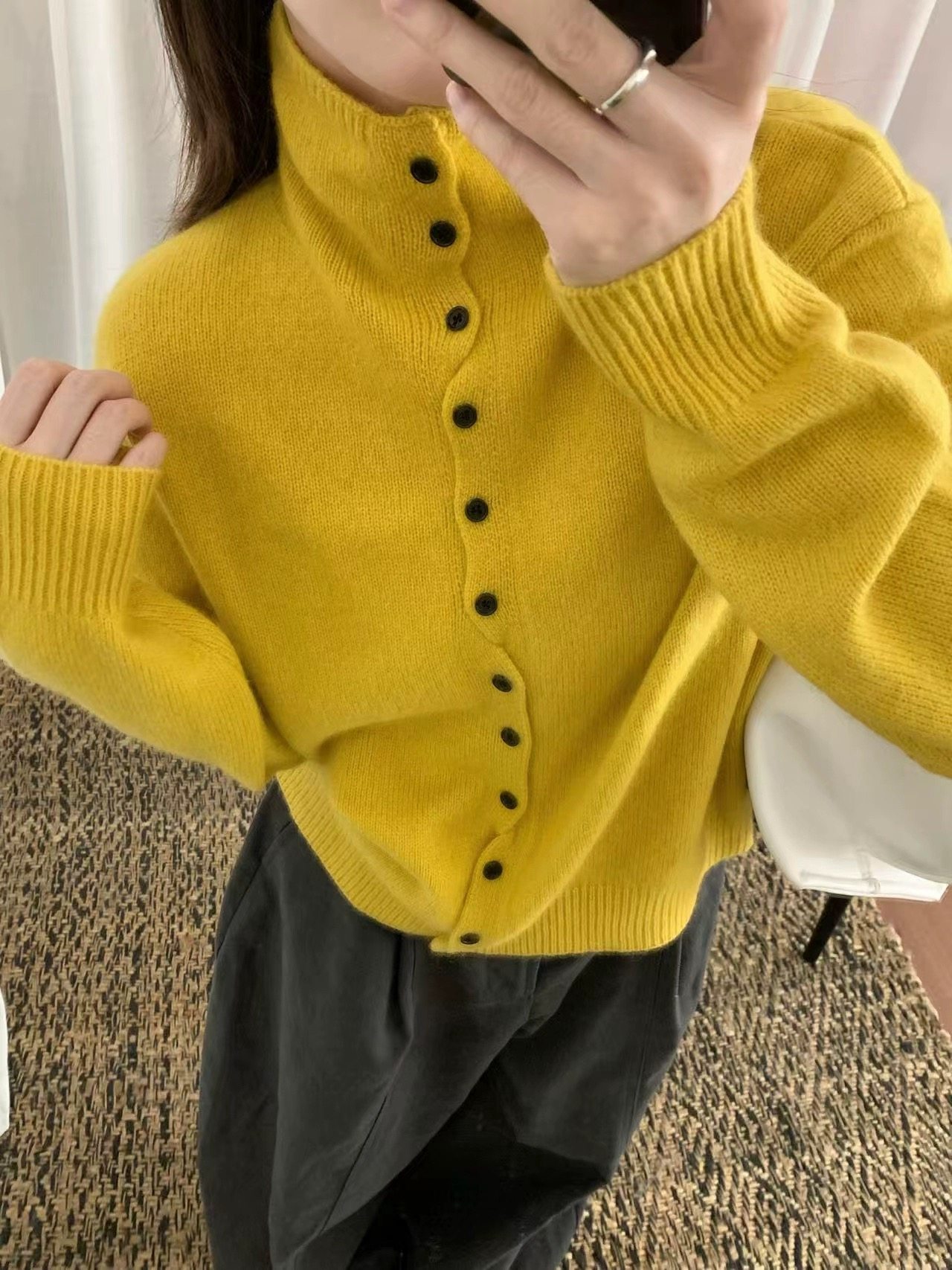 小浣熊99389韩系半高领排扣羊绒长袖外搭开衫女纯色软糯针织外套,女装/女士精品,毛针织衫,淘宝优惠券,粉丝福利购,淘宝优惠卷