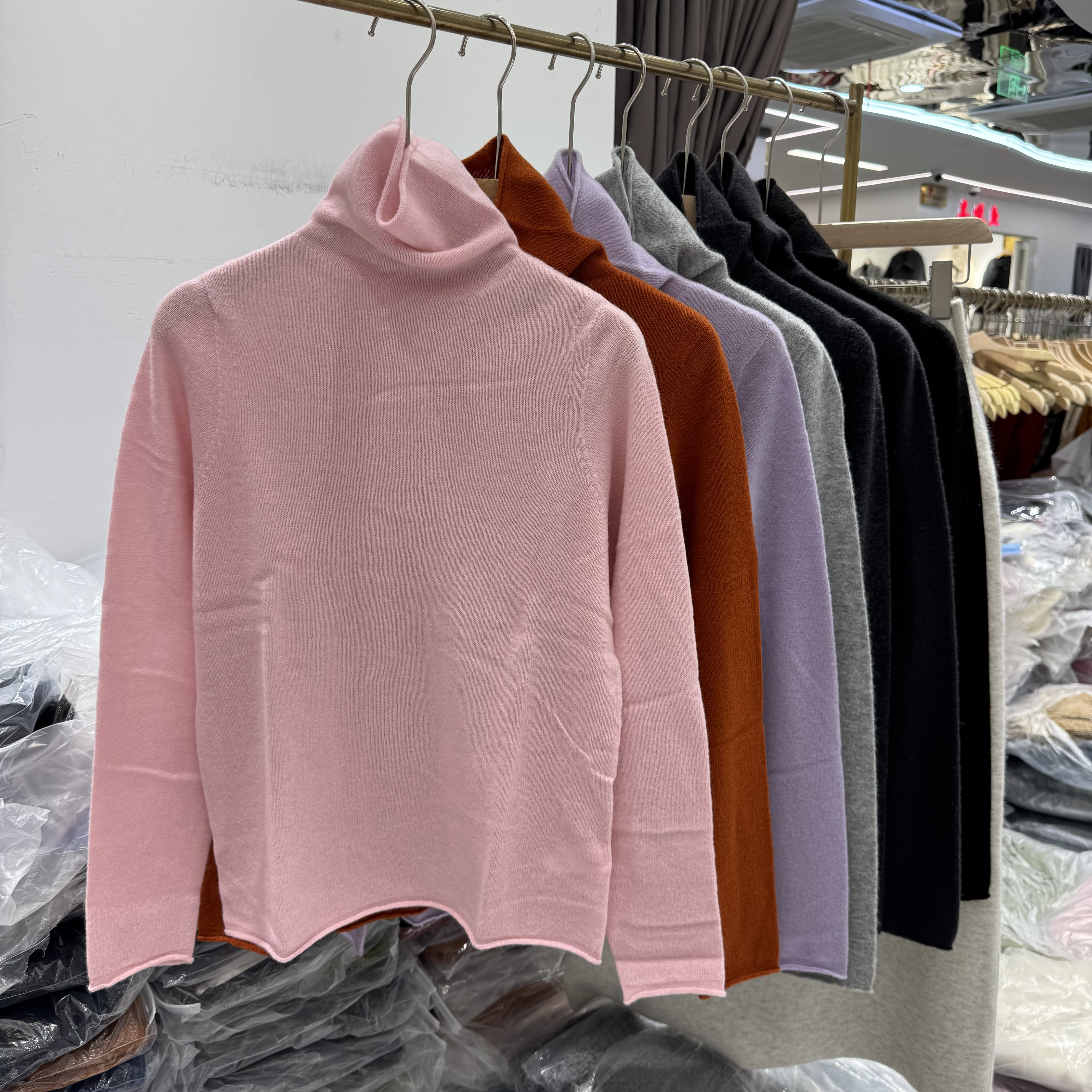 全羊毛7919正品无缝一体100%羊毛衫卷边堆堆领打底纯色保暖毛衣冬