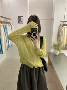 薄款 百搭简约显瘦小衫 V领开衫 女韩系时尚 潮 针织衫 竹节麻9902春季