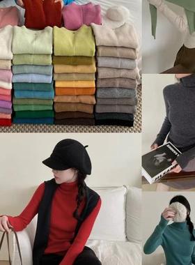 全羊毛23005无缝一体贝壳扣高领打底简约基础款多色亲肤内搭毛衣