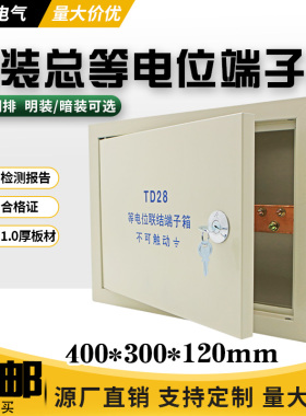 明装总等电位箱40*30国标铜排等电位箱明装td28总等电位联结端子