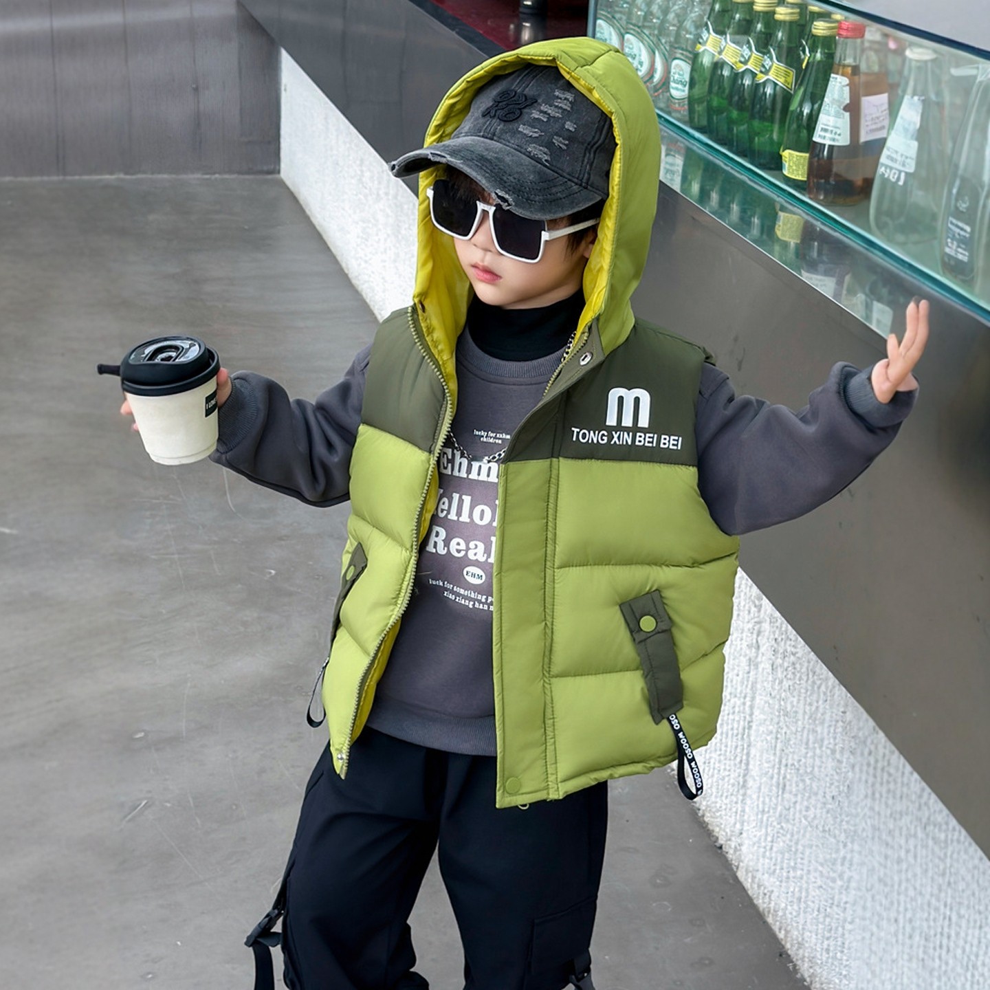 男童连帽加厚保暖棉服秋冬百搭