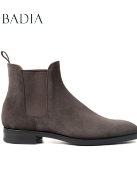 经典男款秋冬切尔西靴意大利头层牛反绒皮V底橡胶底手缝沿条工艺