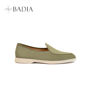 Badia男款比利乐福泥炭藓色头层牛反绒皮软结构乐福鞋轻便透气