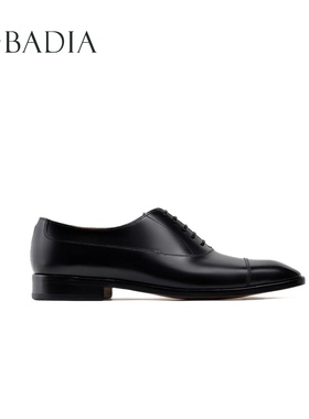 Badia巴尔勒莫牛津男鞋凿子头系带商务新款英伦皮鞋牛皮黑色婚鞋