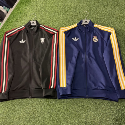 Adidas三叶草 皇马曼联男子运动训练足球夹克外套 KE3846 JZ2230