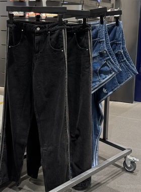 Adidas三叶草 男子运动休闲潮流经典阔腿牛仔长裤 JC6234 JC6718