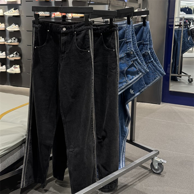 Adidas三叶草 男子运动休闲潮流经典阔腿牛仔长裤 JC6234 JC6718