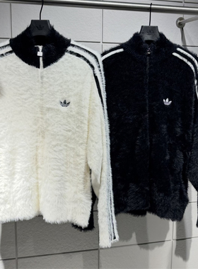 Adidas三叶草 运动休闲潮流刺绣立领毛绒夹克外套 KR5152 KR5145