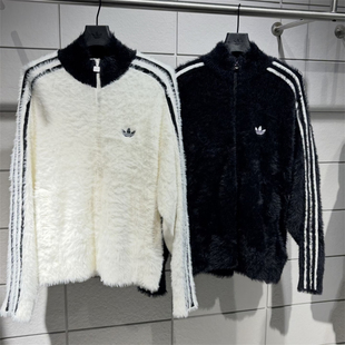 Adidas三叶草 运动休闲潮流刺绣立领毛绒夹克外套 KR5152 KR5145