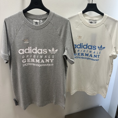 Adidas三叶草 男女运动休闲潮流复古德文字短袖T恤 IR9634 IU0224