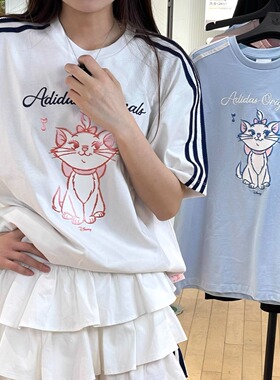Adidas三叶草 女子运动休闲潮流玛丽猫宽松短袖T恤 KC3098 KC3099