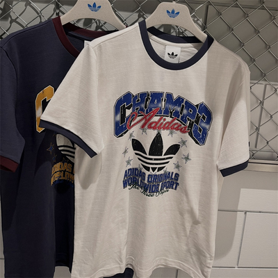Adidas三叶草 男女运动休闲潮流复古宽松短袖T恤 LE7355 LE7356