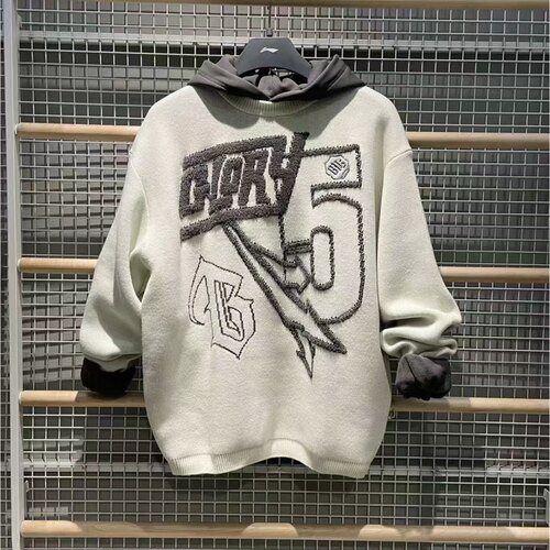 李宁 反伍秋冬男子运动休闲潮流刺绣针织衫宽松毛衣卫衣 AMBT259