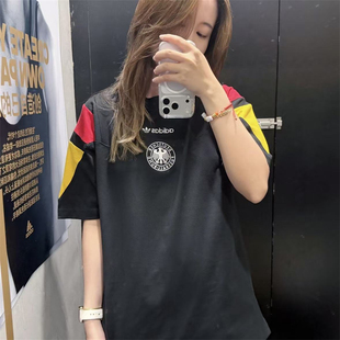 Adidas三叶草 德国队复古出场服热身服运动足球短袖T恤 KY7083