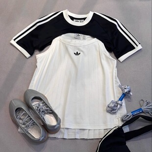 Adidas三叶草 R3CD女子运动休闲潮流二合一两件套背心短袖 JZ6784