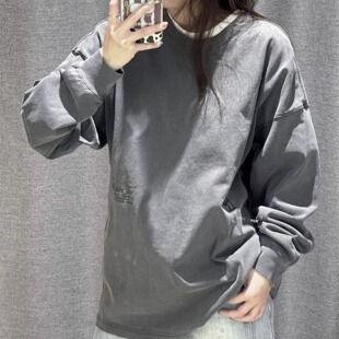 Nike耐克 布克2男子运动休闲潮流印花复古做旧宽松长袖T恤 IH5086