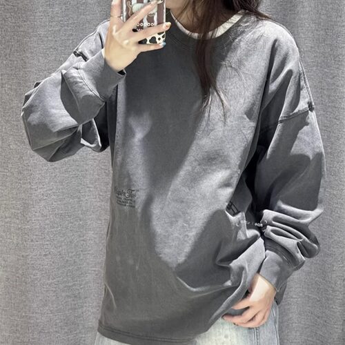 Nike耐克 布克2男子运动休闲潮流印花复古做旧宽松长袖T恤 IH5086