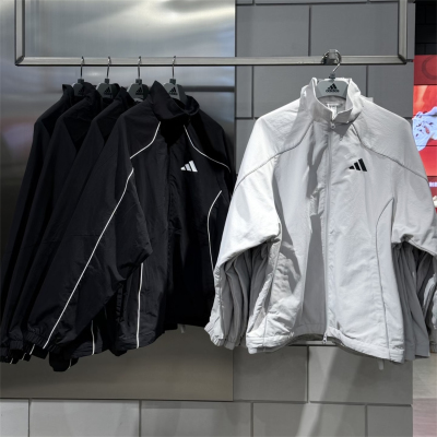 阿迪达斯 男子运动休闲潮流速干防风宽松夹克外套 KY9983 KY9984