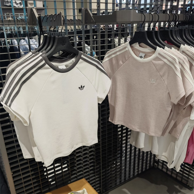 Adidas三叶草 女子运动休闲潮流复古宽松短袖T恤 KY8479 KY8480