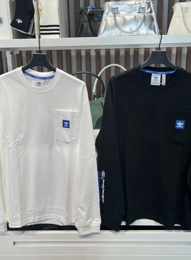 Adidas三叶草 男子运动休闲潮流印花宽松长袖T恤 JC6833 JC6834