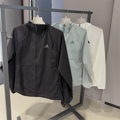 Adidas阿迪达斯 男子运动休闲零肤感连帽夹克外套 KR2511 KR2512
