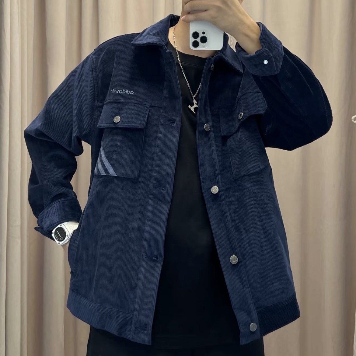 Adidas三叶草 男子运动休闲潮流灯芯绒复古夹克外套IW3263 IX9609