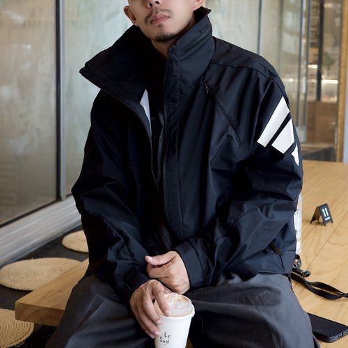 Adidas阿迪达斯 男子运动潮流户外压胶连帽夹克外套JM0088 JM0089