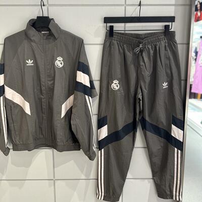 Adidas三叶草 皇马运动休闲足球防风夹克外套长裤 JI9479 JI9480