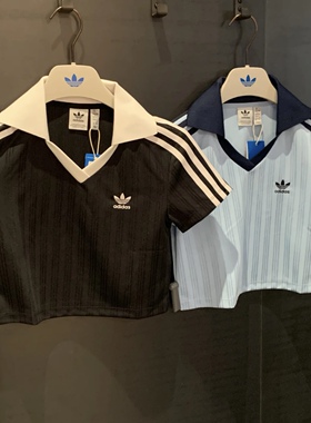 Adidas三叶草 女子运动休闲潮流短款POLO衫短袖T恤 JD5864 JD2608