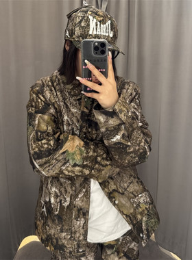 Nike耐克 Jordan 男子运动休闲潮流落叶迷彩棉服夹克外套 HV0650