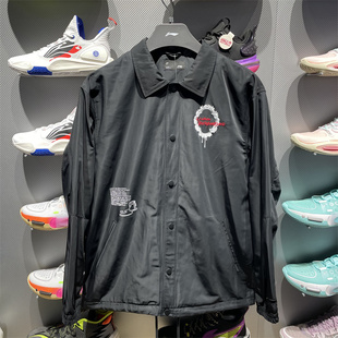 中国李宁 滑板系列春季男子运动休闲潮流加绒教练夹克外套AFDT091