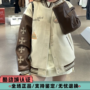 棉服夹克外套AJMT065 中国李宁 冬季 新款 男女运动休闲潮流刺绣皮袖