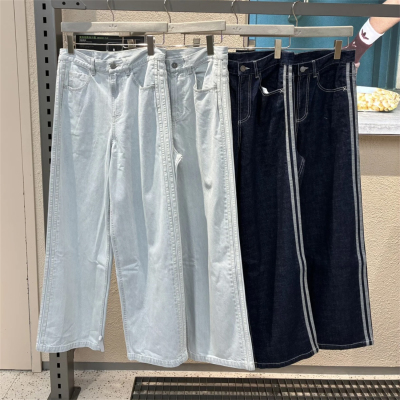 Adidas三叶草 男子运动休闲潮流经典阔腿牛仔长裤 KS6845 KS6916