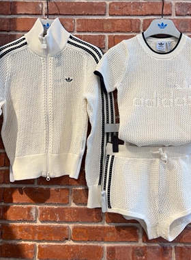 Adidas三叶草 女子运动潮流针织外套短袖短裤 JD1082 JD1076 1078
