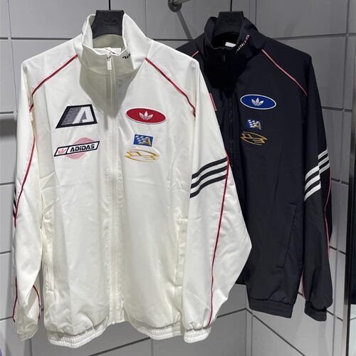 Adidas三叶草 运动休闲潮流赛车风宽松夹克外套 KG6676 KG6677