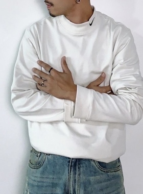 Nike耐克 SWOOSH男子运动休闲潮流半高领小勾长袖T恤打底衫DX5869